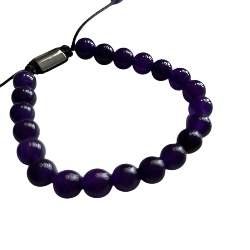 Elegant Purple Beaded Stone Bracelet NEW